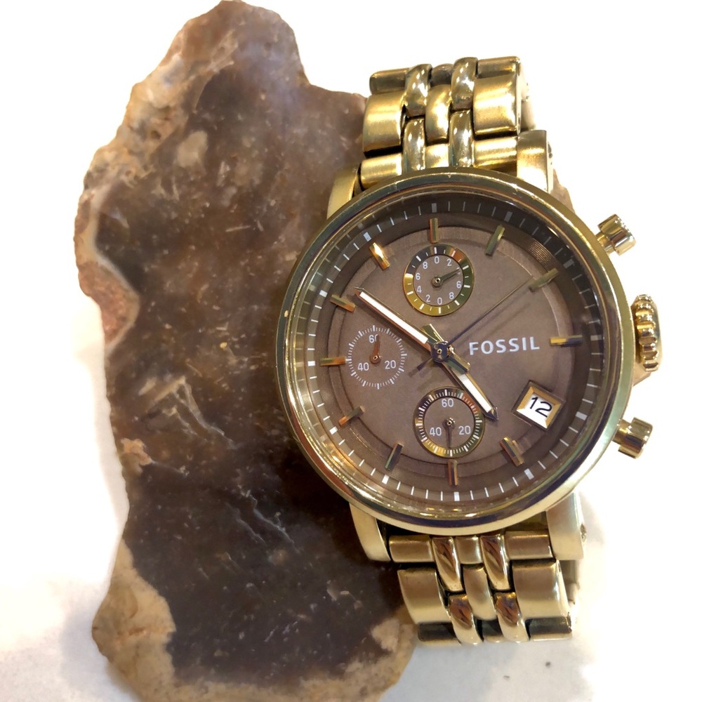 Gold Fossil Watch